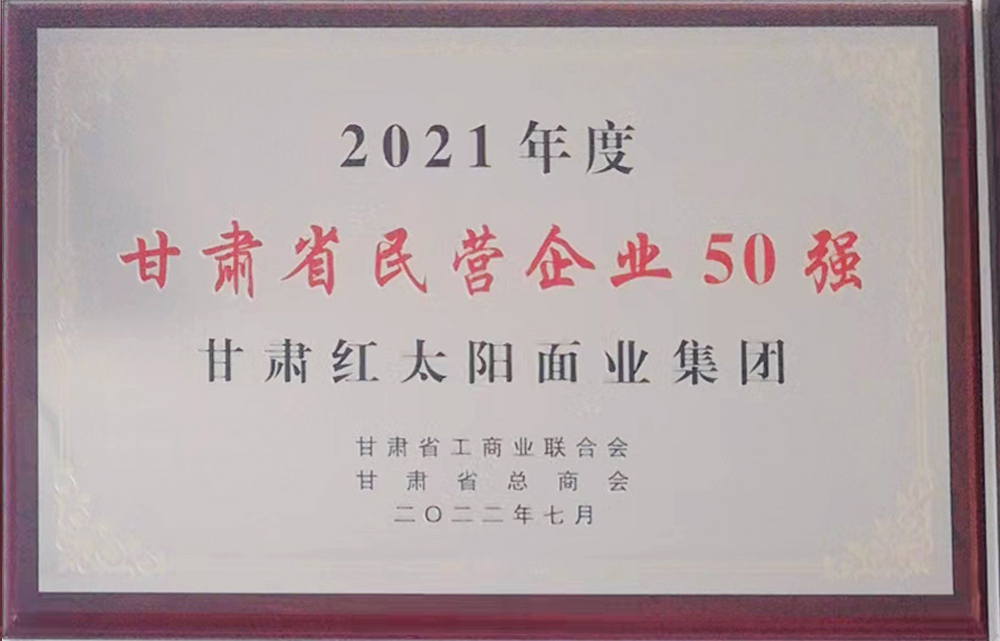 2021年甘肃民营企业50强